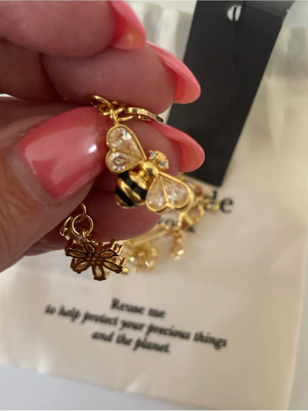 kate spade Gold Bee & Floral Charm Link Bracelet